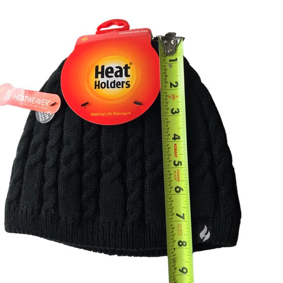 New NWT Beanie Knit Hat Cap Fleece-Lined Black.  Thick.  Heat Holders.  Model "H - Picture 10 of 11